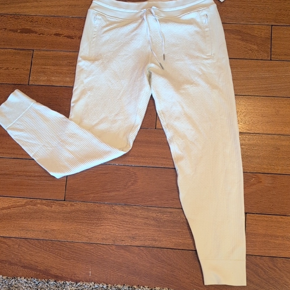 Cream Waffle Knit Jogger Pants